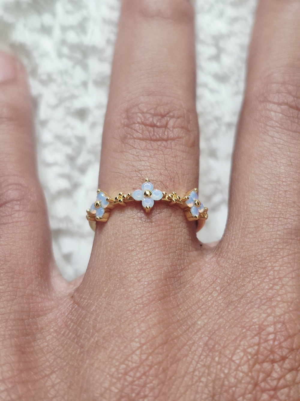 Gold Plated Floral Stackable Ring - Picture 4 of 8